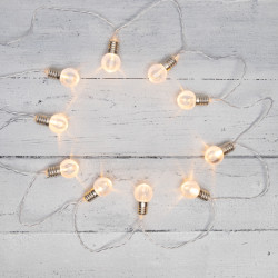 Гирлянда светодиодная Лампочки 10 LED, 1.5 м, прозрачный ПВХ, теплый белый цвет свечения, 2 х АА (батарейки не в комплекте) NEON-NIGHT