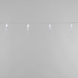 Гирлянда светодиодная Сосульки 1,5 м, 10 LED, прозрачный ПВХ, цвет свечения белый, 2 х АА (батарейки не в комплекте) NEON-NIGHT