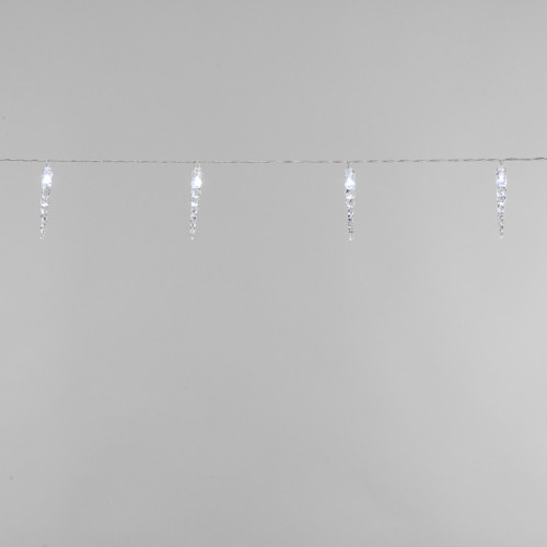 Гирлянда светодиодная Сосульки 1,5 м, 10 LED, прозрачный ПВХ, цвет свечения белый, 2 х АА (батарейки не в комплекте) NEON-NIGHT