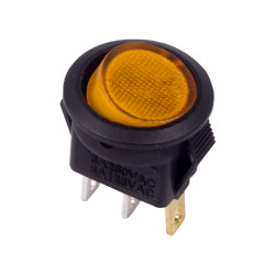 Выключатель клавишный круглый 250В 3А (3с) ON-OFF желтый с подсветкой Micro REXANT