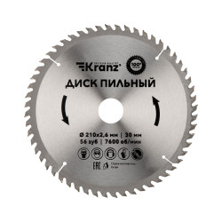 Диск пильный 210 мм х 56 зуб х 30 мм KRANZ