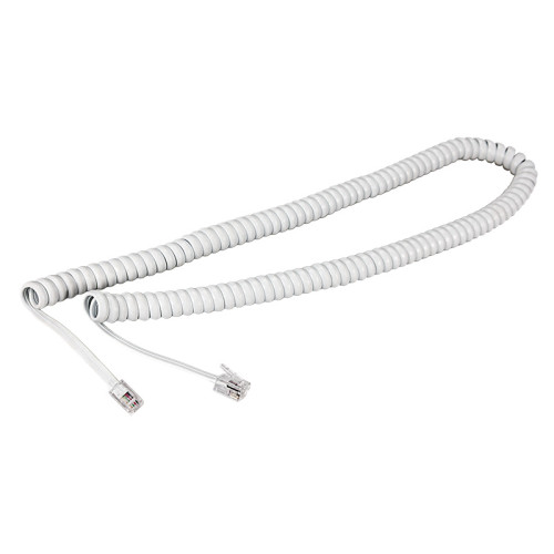 Шнур для телефонной трубки, витой RJ-10 (4P-4C), 4м, белый REXANT