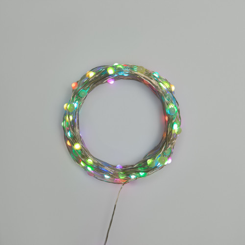 Гирлянда Роса 10м, 100LED, RGB, IP44, на батарейках 3хАА, с пультом 44 режима NEON-NIGHT