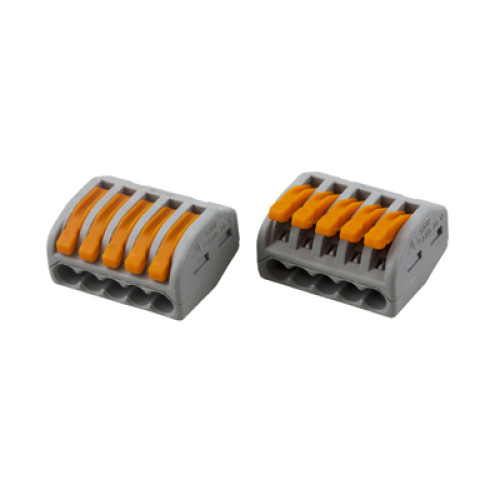 222-415 Универсальная клемма, 5-проводная, серая (0,08-2,5/4 мм²) (40 шт/уп) WAGO