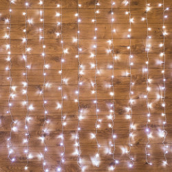 Гирлянда Светодиодный Дождь 1.5х1.5 м 144 LED, прозрачный ПВХ, с контроллером, холодное белое свечение NEON-NIGHT