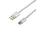 Кабель USB-A – Type-C, 2,1A, 1м, в серебрянной нейлоновой оплетке REXANT