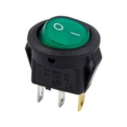 Выключатель клавишный круглый 250В 3А (3с) ON-OFF зеленый с подсветкой Micro REXANT