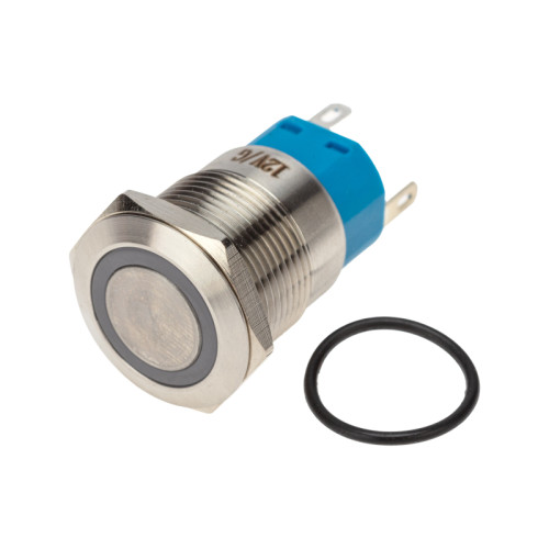 Кнопка антивандальная Ø19 12В(LED) Фикс (5с) OFF-ON/ON-OFF подсв/зеленая REXANT