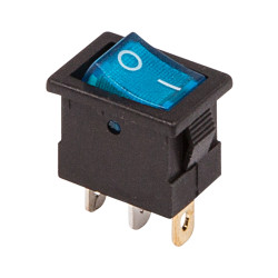Выключатель клавишный 12В 15А (3с) ON-OFF синий с подсветкой Mini REXANT