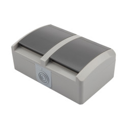 Блок горизонтальный 2 розетки (керамика) INDUSTRIAL IP54 с/з, о/у, серый KRANZ