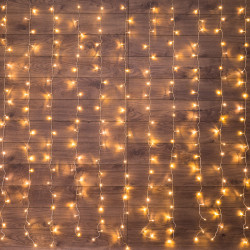 Гирлянда Светодиодный Дождь 1.5x1.5 м, прозрачный ПВХ, 144 LED с контроллером, теплое белое свечение NEON-NIGHT