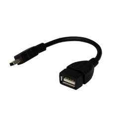 Кабель USB OTG, шт. mini USB – гн. USB-A, 2,4A, 0,15м, ПВХ, черный REXANT