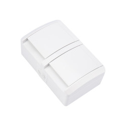 Блок горизонтальный 2 розетки (керамика) INDUSTRIAL IP54 с/з, о/у, белый KRANZ