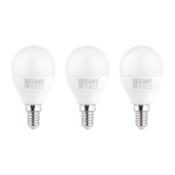 Лампа светодиодная Шарик (GL) 11,5Вт E14 1093Лм 6500K холодный свет (3 шт/уп) REXANT