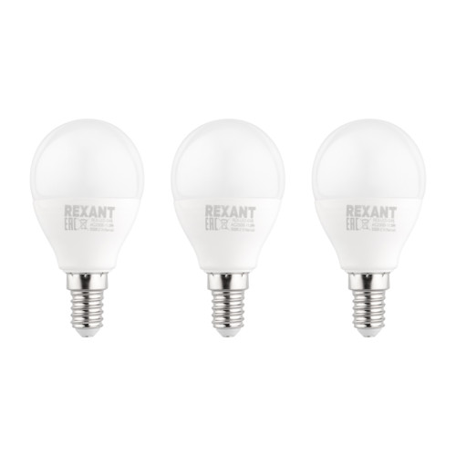 Лампа светодиодная Шарик (GL) 11,5Вт E14 1093Лм 6500K холодный свет (3 шт/уп) REXANT