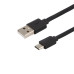 Кабель USB-A – Type-C, 2,4A, 1м, ПВХ, черный, плоский REXANT