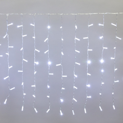 Гирлянда светодиодная Занавес 2x0,8м 160 LED БЕЛЫЙ прозрачный ПВХ IP65 постоянное свечение 230В нужен блок 303-500-1 NEON-NIGHT