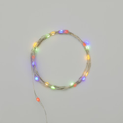 Гирлянда светодиодная Роса с крупными каплями 2м, 20LED, МУЛЬТИКОЛОР, IP20, тонкий батарейный блок, 2хCR2032 в комплекте NEON-NIGHT