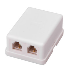 Розетка телефонная внешняя, 2 порта UTP, RJ-11 (6P2C), CAT 3 PROconnect 