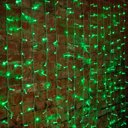 Гирлянда светодиодная Занавес 2х1,5м 192 LED ЗЕЛЕНЫЙ прозрачный ПВХ IP65 постоянное свечение 230В блок в комплекте NEON-NIGHT