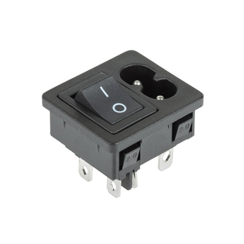 Выключатель клавишный 250 V 6 А (4с) ON-OFF черный с штекером C8 2PIN  REXANT