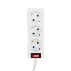 Удлинитель 3 гнезда, 3м, 3х0,75мм², с/з, с кнопкой, белый PROconnect