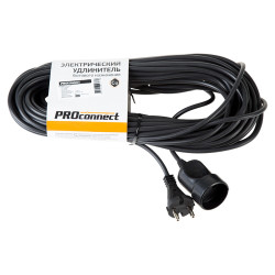 Удлинитель-шнур PROconnect ПВС 2х0.75, 20 м, б/з, 6 А, 1300 Вт, IP20, черный (Сделано в России)
