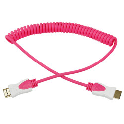 Шнур HDMI - HDMI 1.4, 2м, Gold, витой, розовый REXANT