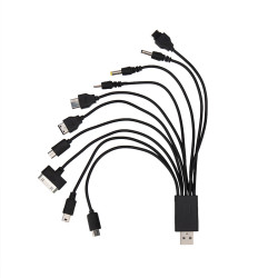 Кабель USB 10в1: 5P/5P/DC2.0/micro USB/DC4.5/DC3.5/Samsung G600/iPhone4/micro USB, 1А, ПВХ, черный REXANT