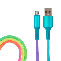 USB кабель micro USB, шнур текстиль, разноцветный RAINBOW