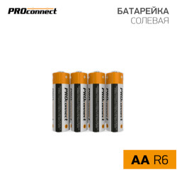 Батарейка солевая АА/R6, 1,5В, 4 шт, термопленка PROconnect