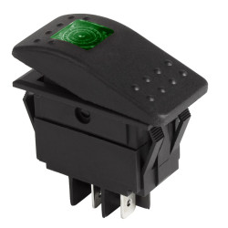 Выключатель клавишный 12V 35А (4с) ON-OFF зеленый с подсветкой (RK1-06N) REXANT