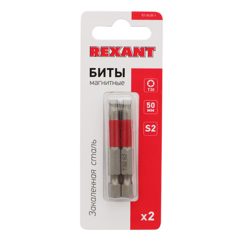 Бита Torx T-30, 50мм, для шуруповерта, сталь S2 (2 шт/уп) REXANT