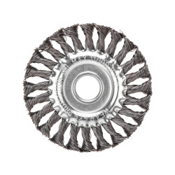 Щетка дисковая для УШМ, крученая стальная проволока, 125мм, отв. 22,23мм KRANZ