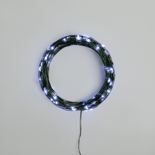 Гирлянда светодиодная Роса с контроллером 20м, 200LED, БЕЛЫЙ, IP20, 230В, зеленый провод NEON-NIGHT