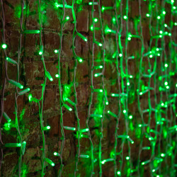 Гирлянда светодиодная Занавес 2х1,5м 360 LED ЗЕЛЕНЫЙ белый КАУЧУК IP67 постоянное свечение 230В блок в комплекте NEON-NIGHT