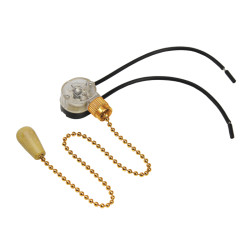 Выключатель для настенного светильника REXANT c проводом и деревянным наконечником, золотой, 1 шт.  