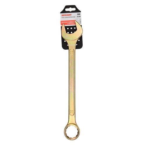 Ключ комбинированный 30мм, желтый цинк REXANT 