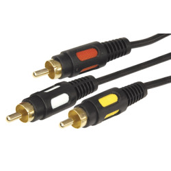 Шнур 3 RCA - 3 RCA, 1,5м, черный, Gold REXANT