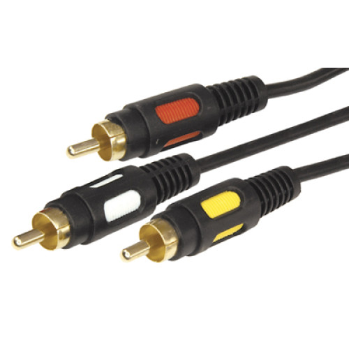 Шнур 3 RCA - 3 RCA, 1,5м, черный, Gold REXANT