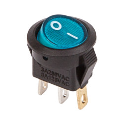 Выключатель клавишный круглый 250В 3А (3с) ON-OFF синий с подсветкой Micro REXANT