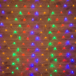 Гирлянда Сеть 1,5х1,5м, прозрачный ПВХ, 96 LED Мультиколор