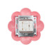 Выключатель двухклавишный KRANZ HAPPY Цветок скрытой установки, белый/розовый