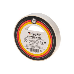 Изолента ПВХ 0,13х15мм, 25м, белая KRANZ