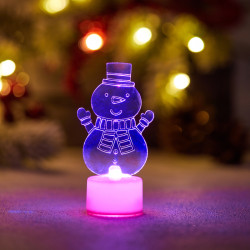 Фигура светодиодная на подставке Снеговик с шарфом 2D, RGB