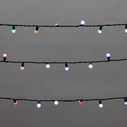Гирлянда Мультишарики 20м, 200LED, диаметр 15мм, IP44, зеленый провод, свечение мульти (RG/RB), мигание, 230В NEON-NIGHT