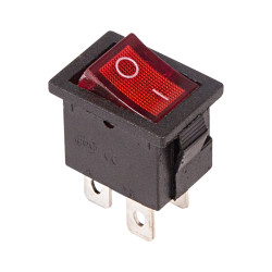 Выключатель клавишный 250В 6А (4с) ON-OFF красный с подсветкой Mini (1 шт/уп) REXANT