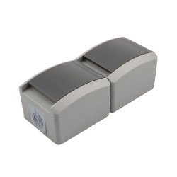 Блок вертикальный 2 розетки (керамика) INDUSTRIAL IP54 с/з, о/у, серый KRANZ