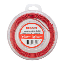 Трубка термоусаживаемая ТУТ нг 8,0/4,0мм, красная, ролик 2,44м REXANT