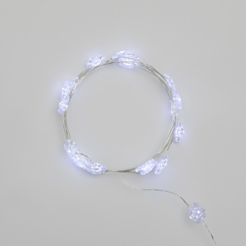 Гирлянда светодиодная Снежинки, 2м, 20LED, БЕЛЫЙ, IP20, 2хCR2032 в комплекте NEON-NIGHT